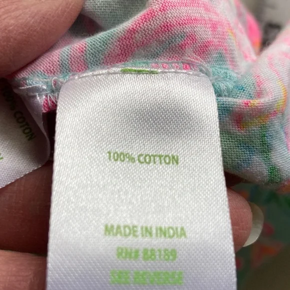 Lilly Pulitzer Green & Hot Pink Floral Flutter-Sleeve Tiered Dress - Picture 6 of 10